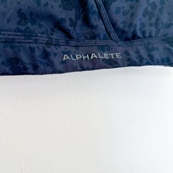 Alphalete | Surface Faux Wrap Athletic Sports Bra in Pebble Print Black Small - Picture 5 of 6